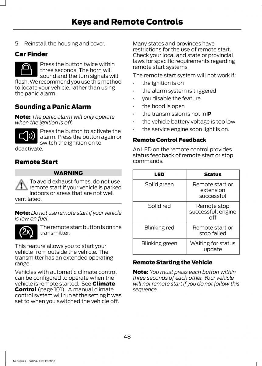 Ford Mustang VI 6 owners manual / page 51