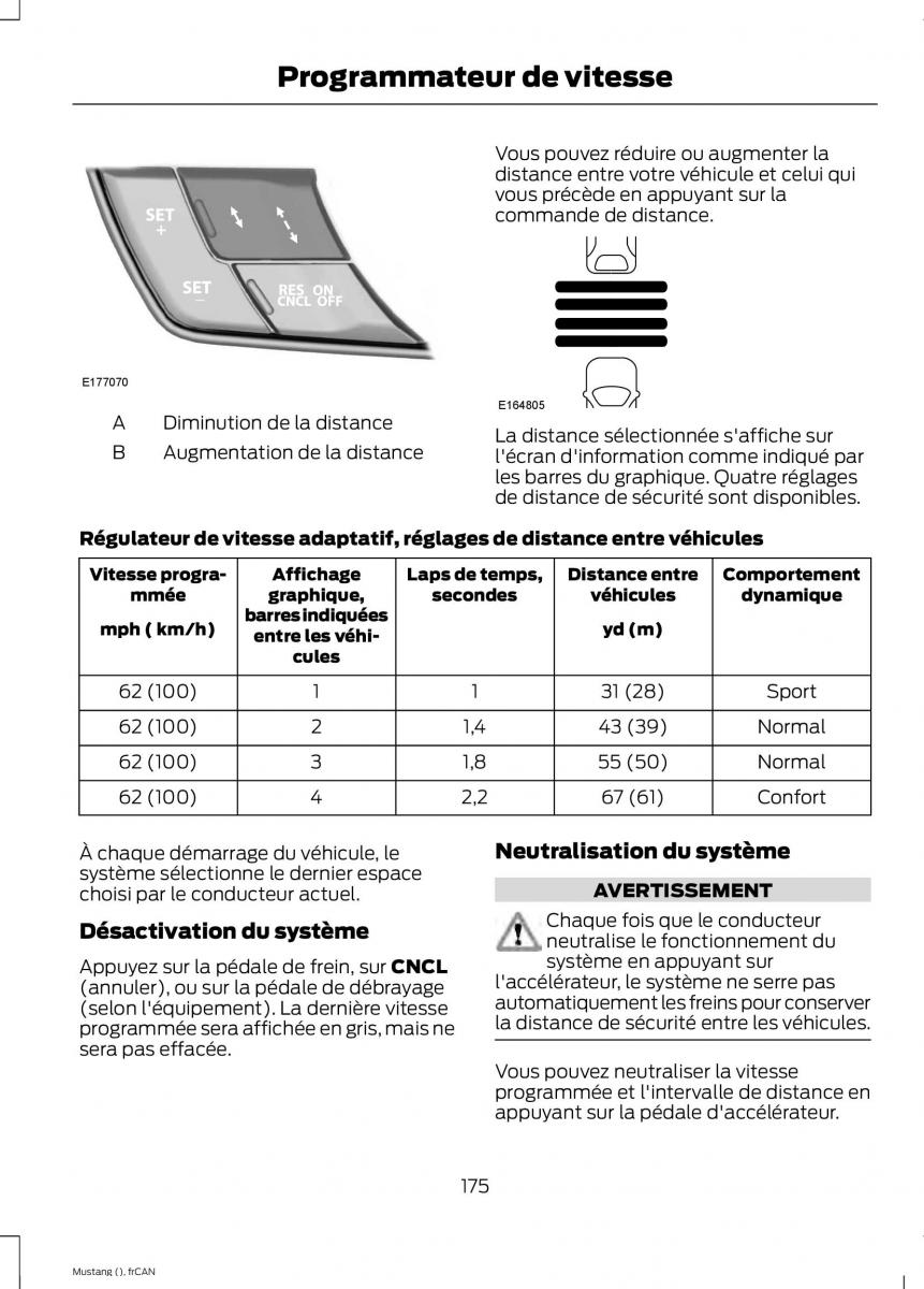 Ford Mustang VI 6 manuel du proprietaire / page 178