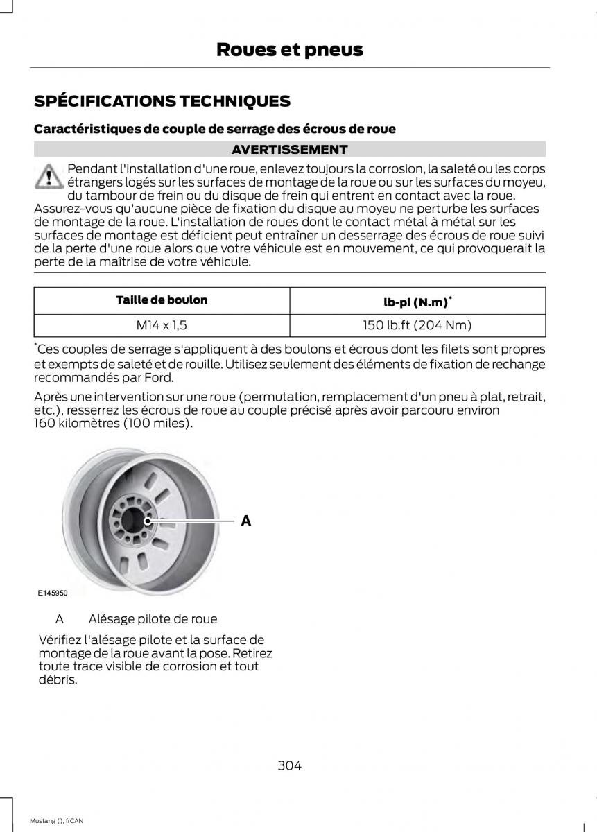 Ford Mustang VI 6 manuel du proprietaire / page 307