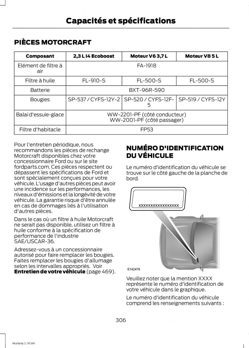 Ford Mustang VI 6 manuel du proprietaire / page 309