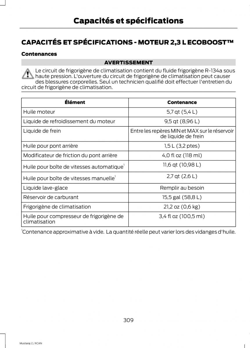 Ford Mustang VI 6 manuel du proprietaire / page 312