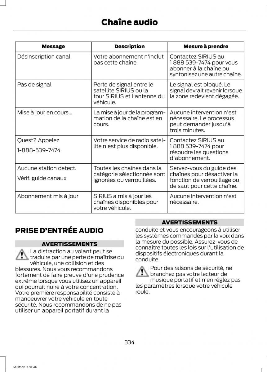 Ford Mustang VI 6 manuel du proprietaire / page 337