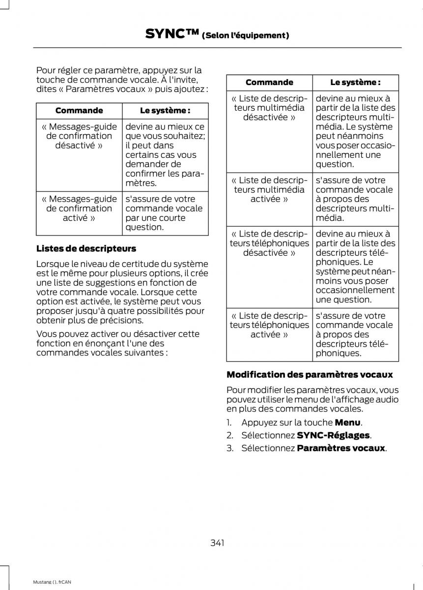 Ford Mustang VI 6 manuel du proprietaire / page 344