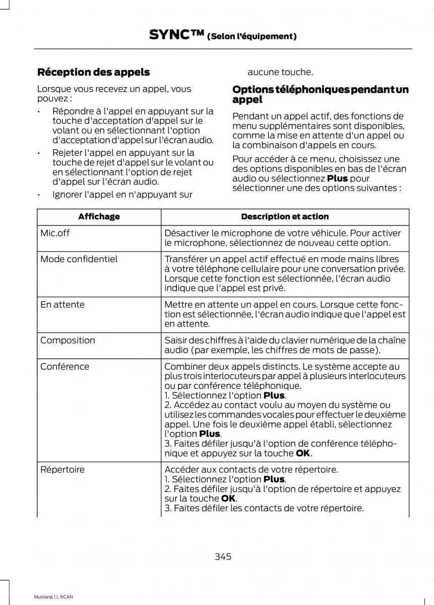 Ford Mustang VI 6 manuel du proprietaire / page 348