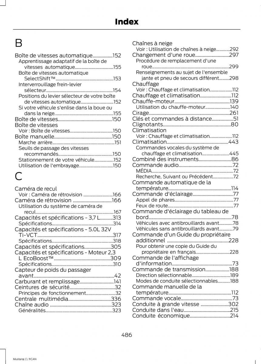 Ford Mustang VI 6 manuel du proprietaire / page 489