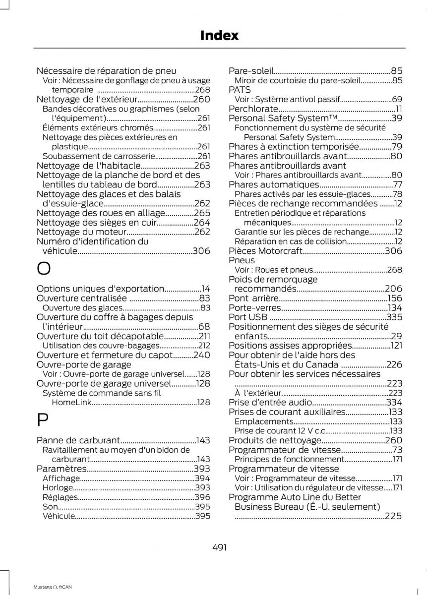 Ford Mustang VI 6 manuel du proprietaire / page 494