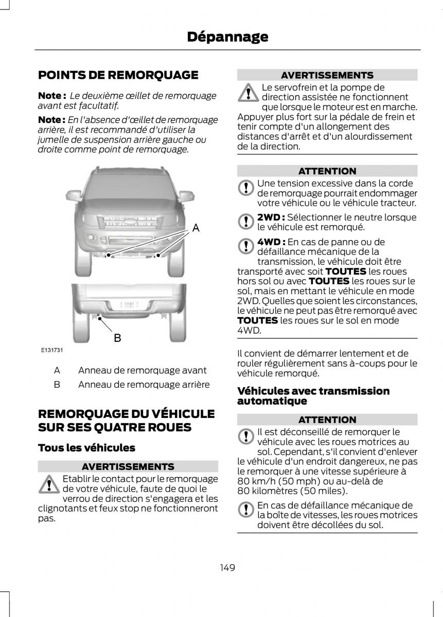 Ford Ranger III 3 manuel du proprietaire / page 151