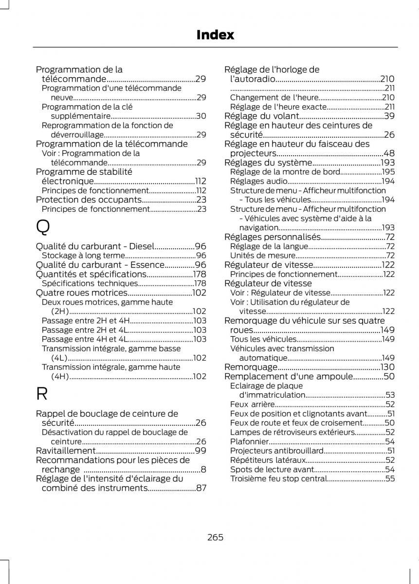 Ford Ranger III 3 manuel du proprietaire / page 267