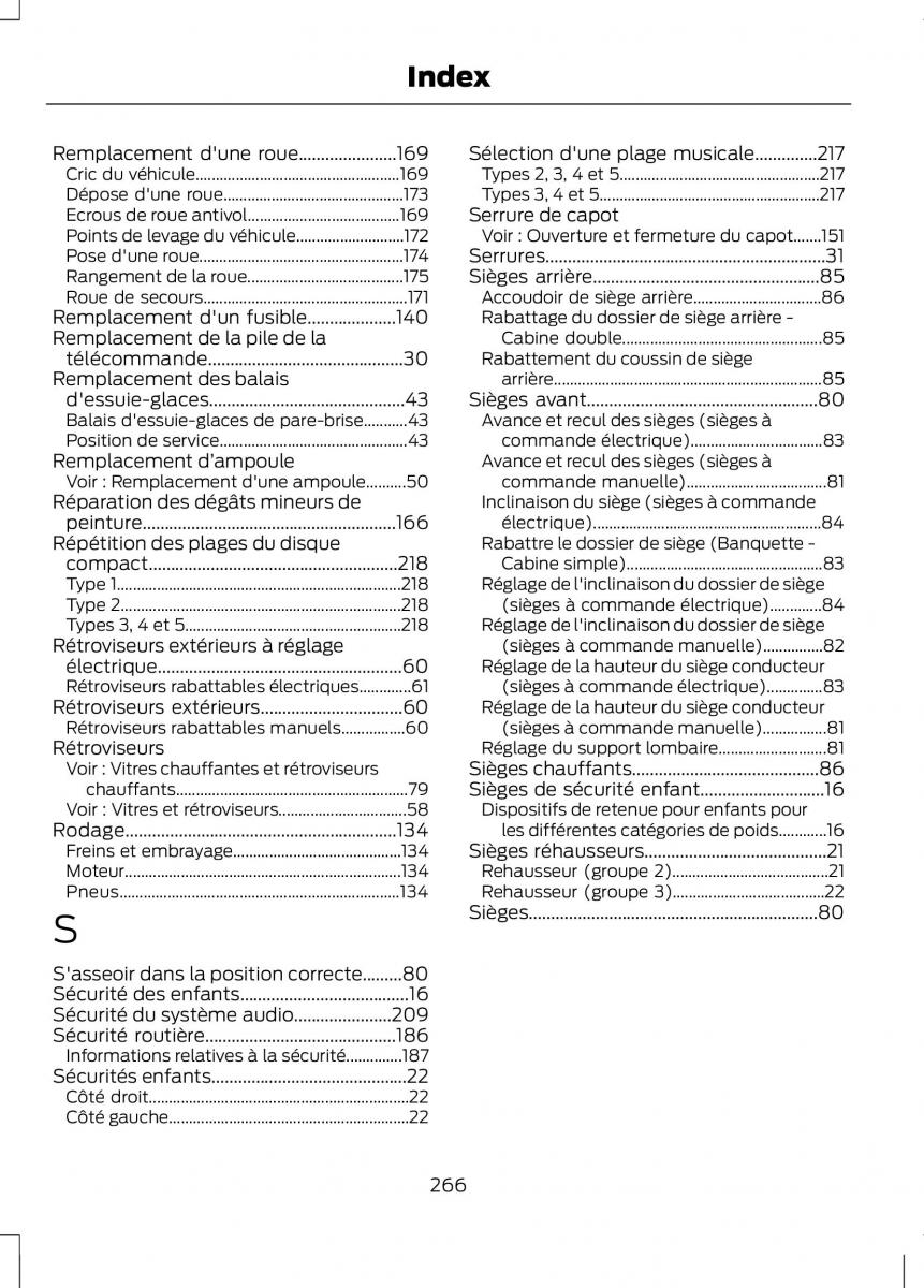 Ford Ranger III 3 manuel du proprietaire / page 268