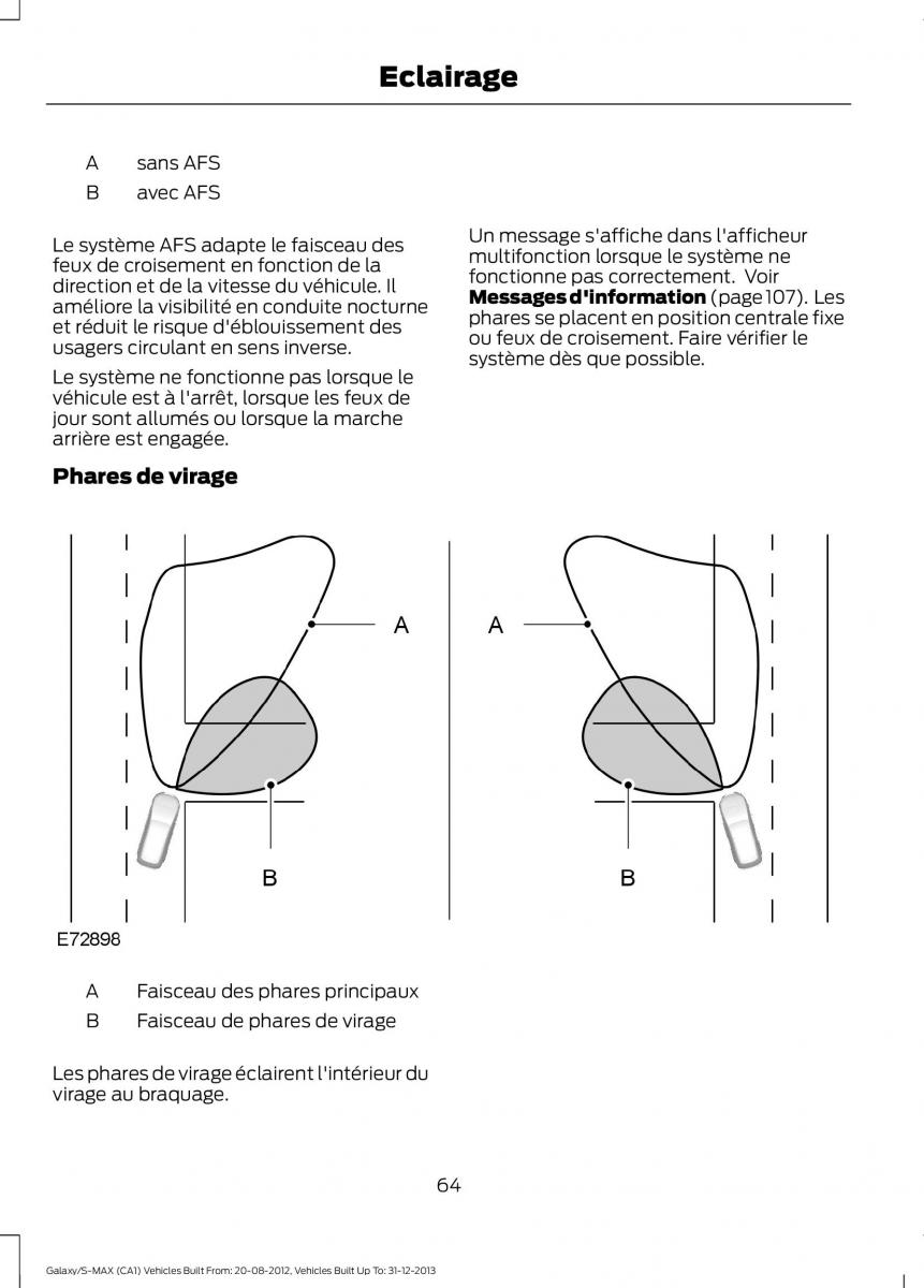 Ford S Max I 1 manuel du proprietaire / page 66