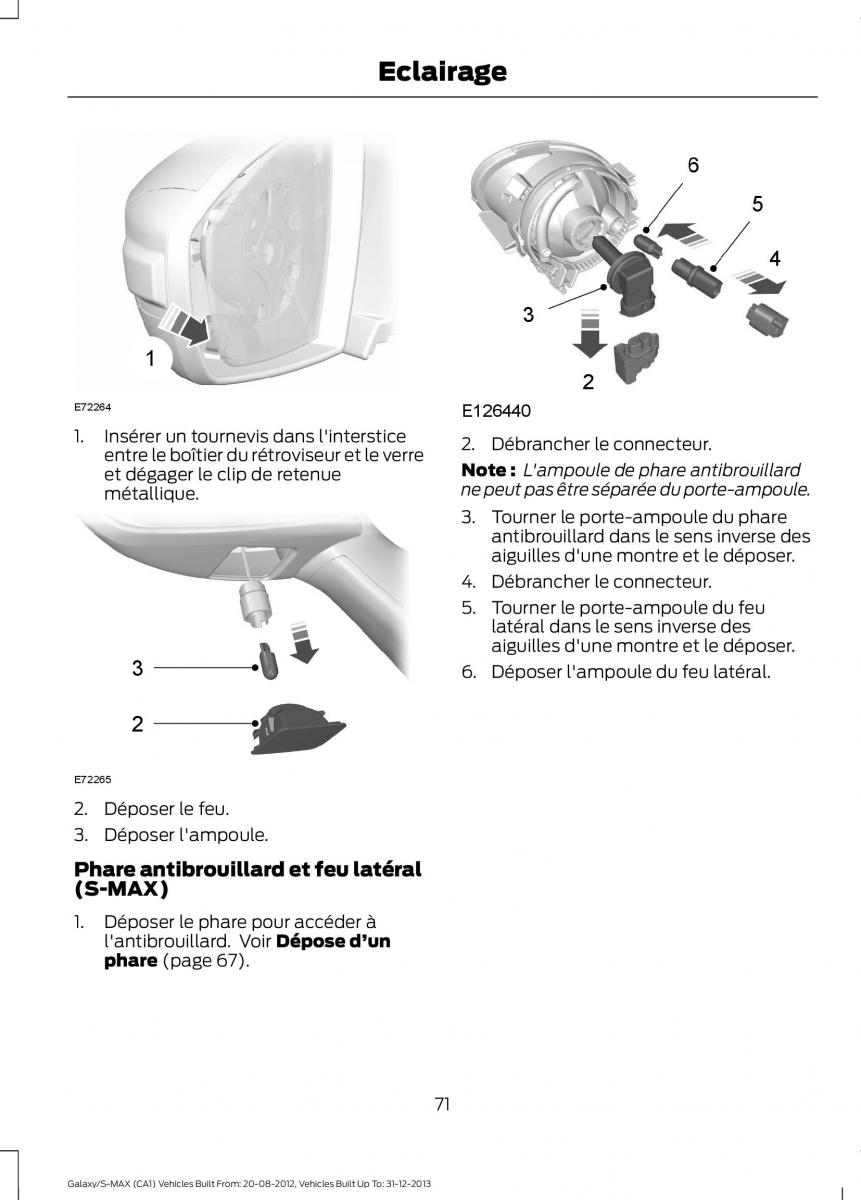 Ford S Max I 1 manuel du proprietaire / page 73