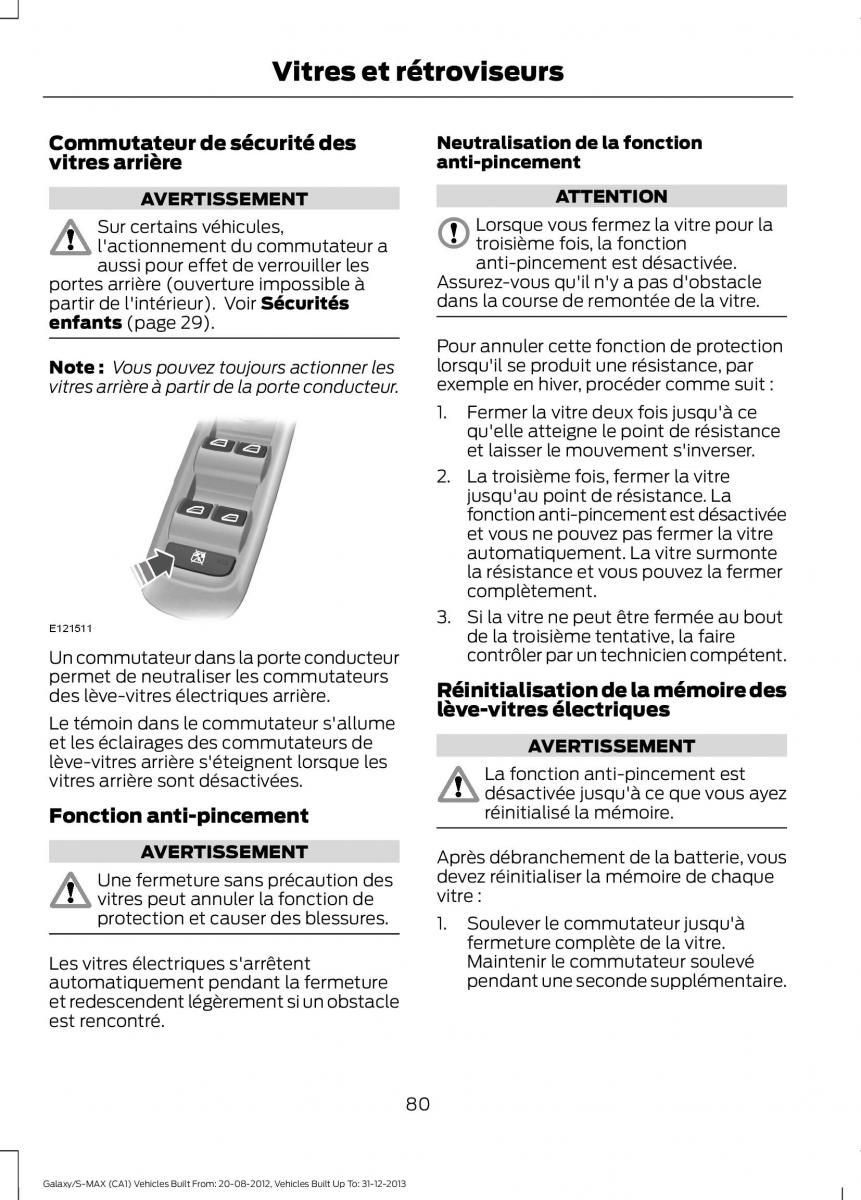 Ford S Max I 1 manuel du proprietaire / page 82