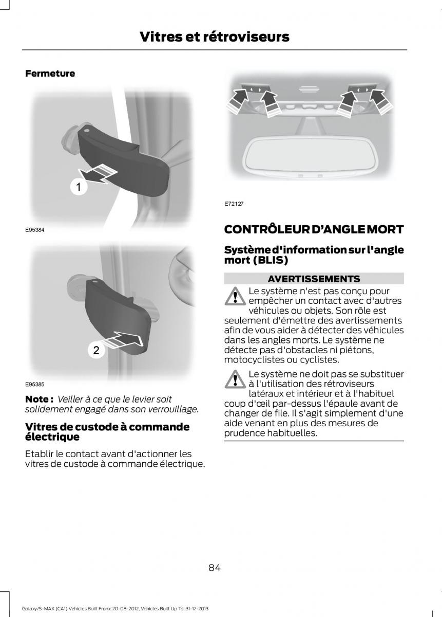 Ford S Max I 1 manuel du proprietaire / page 86