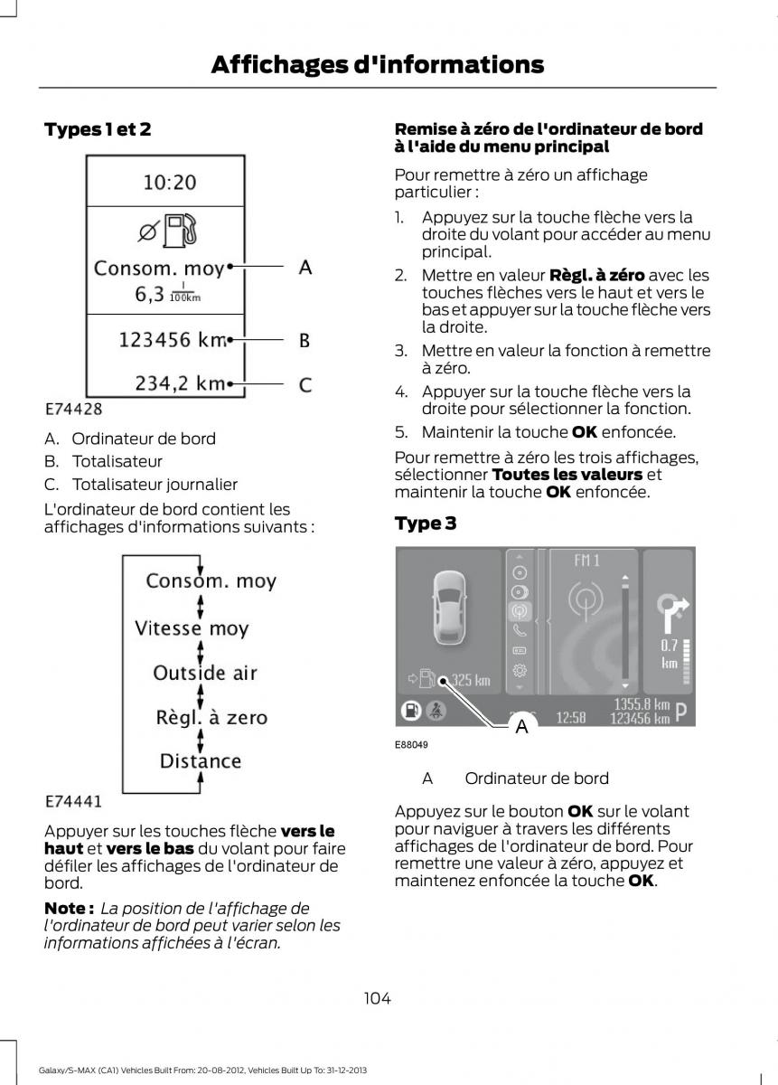 Ford S Max I 1 manuel du proprietaire / page 106