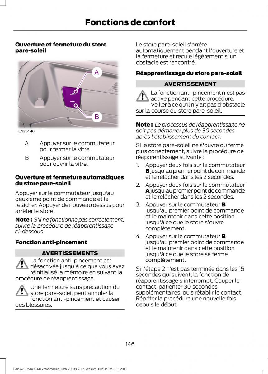 Ford S Max I 1 manuel du proprietaire / page 148