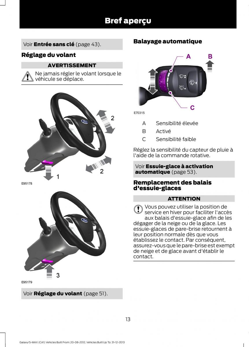 Ford S Max I 1 manuel du proprietaire / page 15