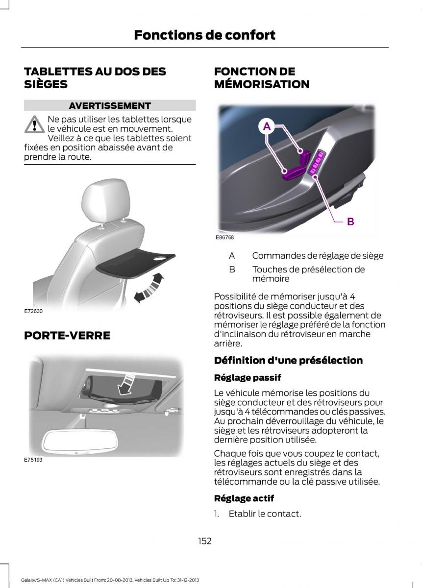 Ford S Max I 1 manuel du proprietaire / page 154