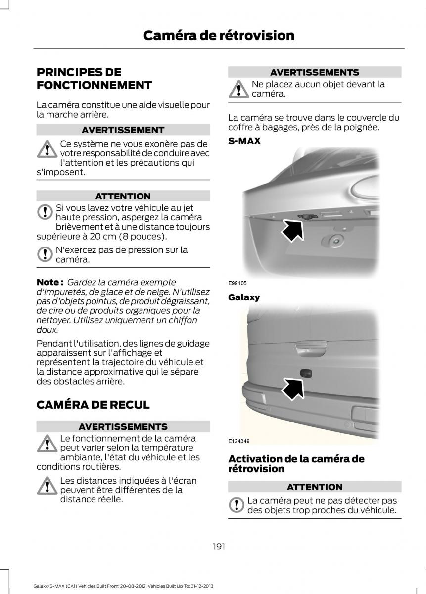 Ford S Max I 1 manuel du proprietaire / page 193