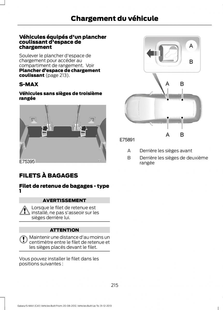 Ford S Max I 1 manuel du proprietaire / page 217