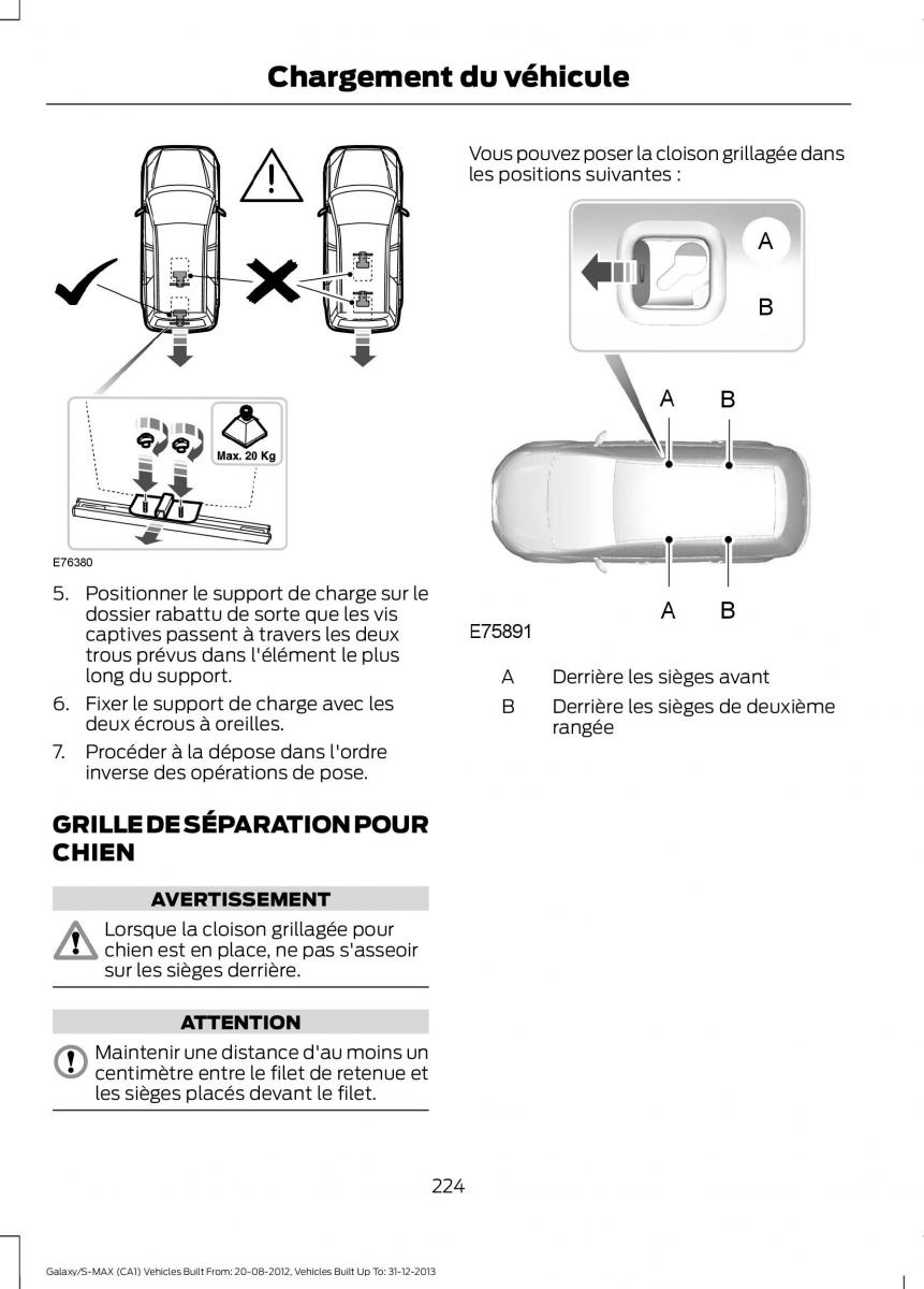 Ford S Max I 1 manuel du proprietaire / page 226