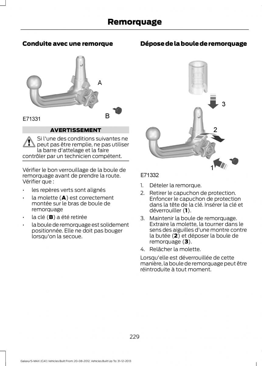 Ford S Max I 1 manuel du proprietaire / page 231