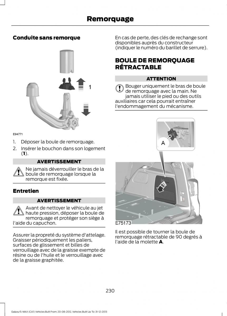 Ford S Max I 1 manuel du proprietaire / page 232