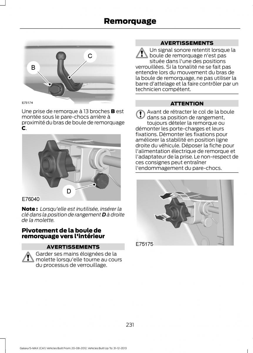 Ford S Max I 1 manuel du proprietaire / page 233