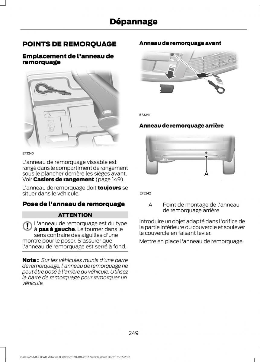 Ford S Max I 1 manuel du proprietaire / page 251