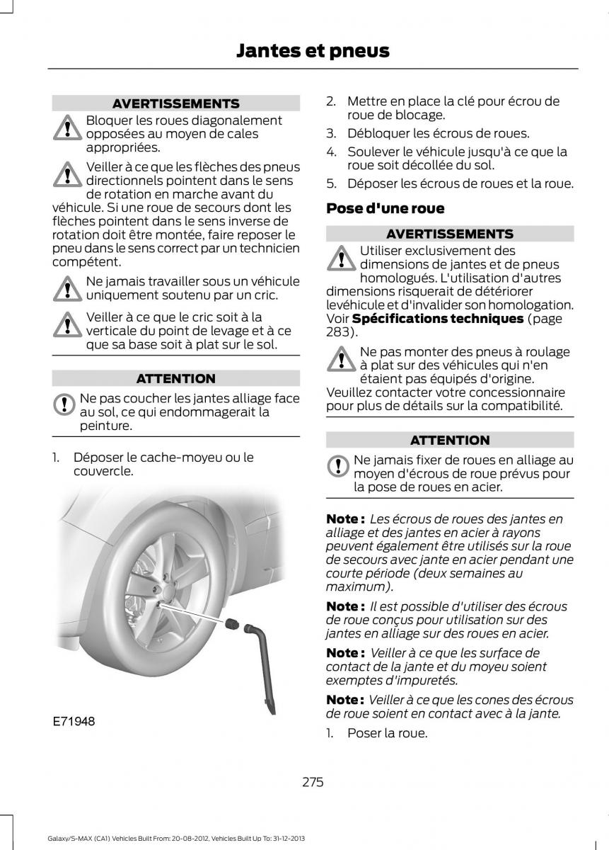 Ford S Max I 1 manuel du proprietaire / page 277