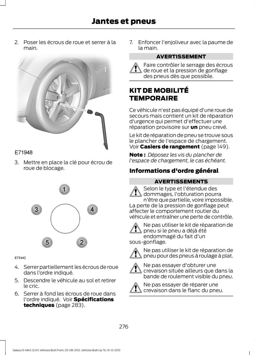 Ford S Max I 1 manuel du proprietaire / page 278