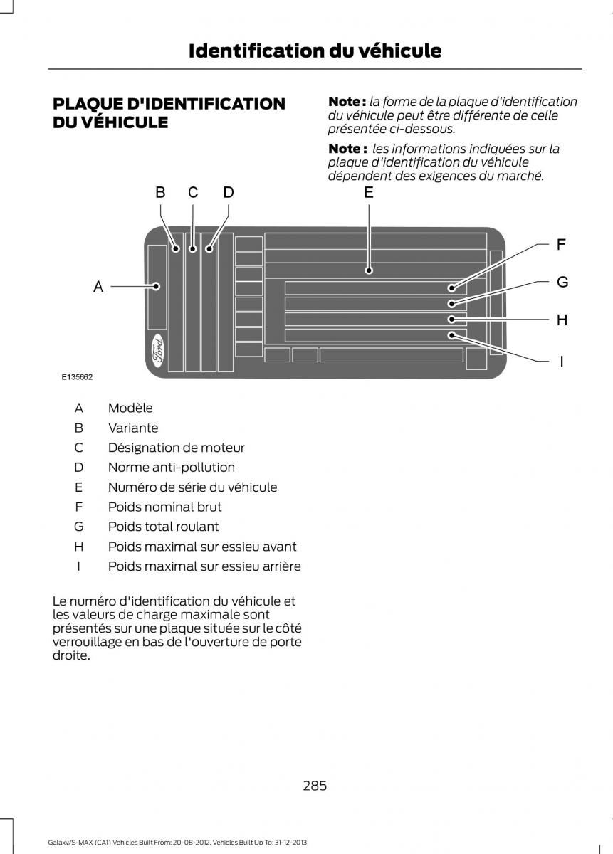 Ford S Max I 1 manuel du proprietaire / page 287