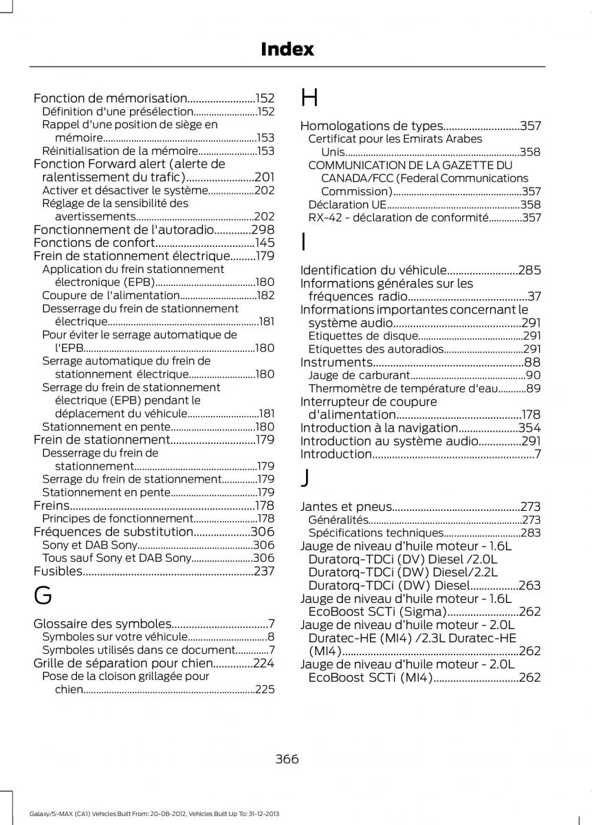 Ford S Max I 1 manuel du proprietaire / page 368