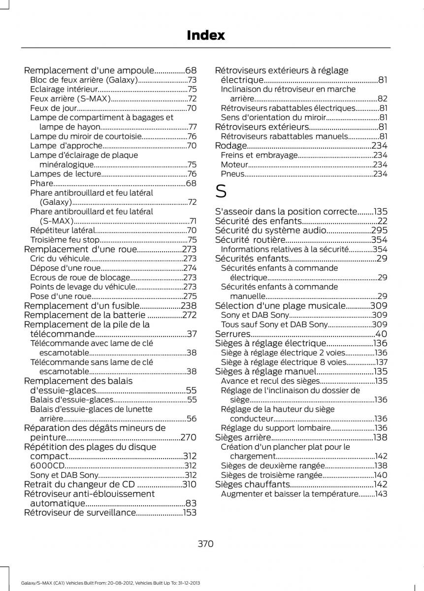 Ford S Max I 1 manuel du proprietaire / page 372