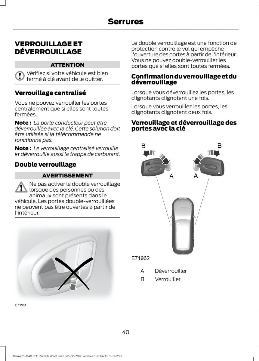 Ford S Max I 1 manuel du proprietaire / page 42