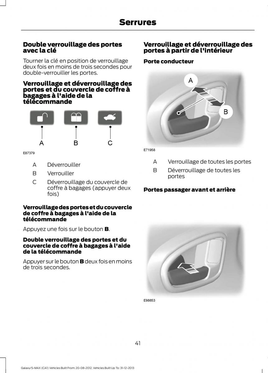 Ford S Max I 1 manuel du proprietaire / page 43