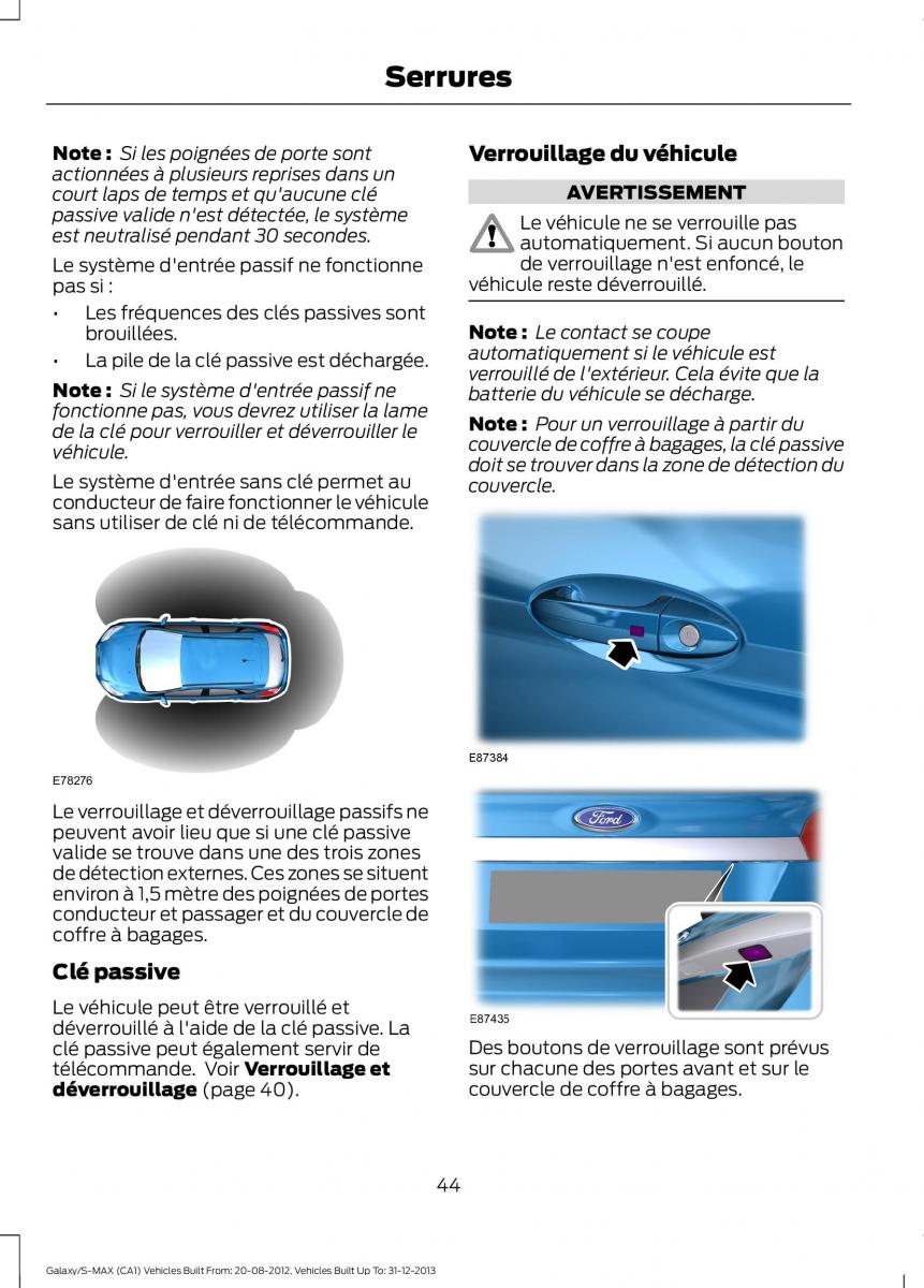 Ford S Max I 1 manuel du proprietaire / page 46