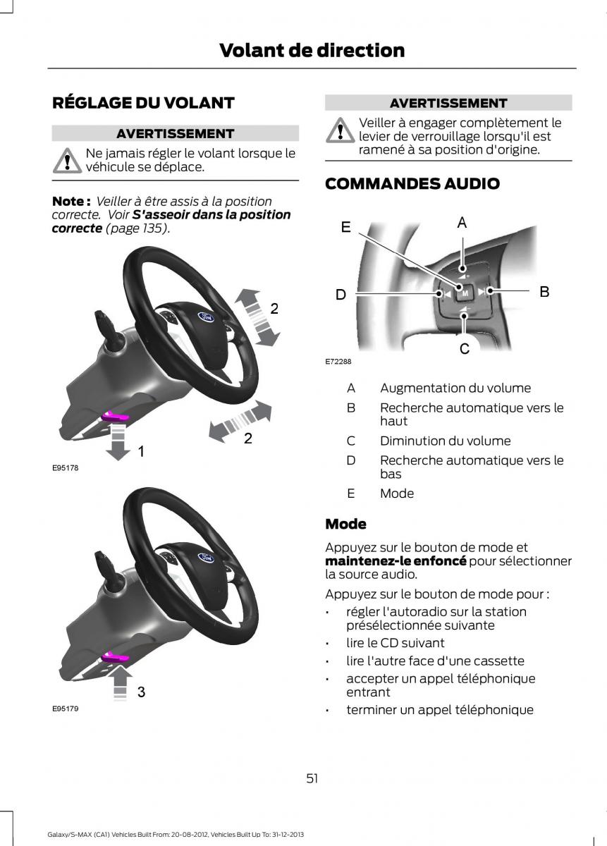 Ford S Max I 1 manuel du proprietaire / page 53