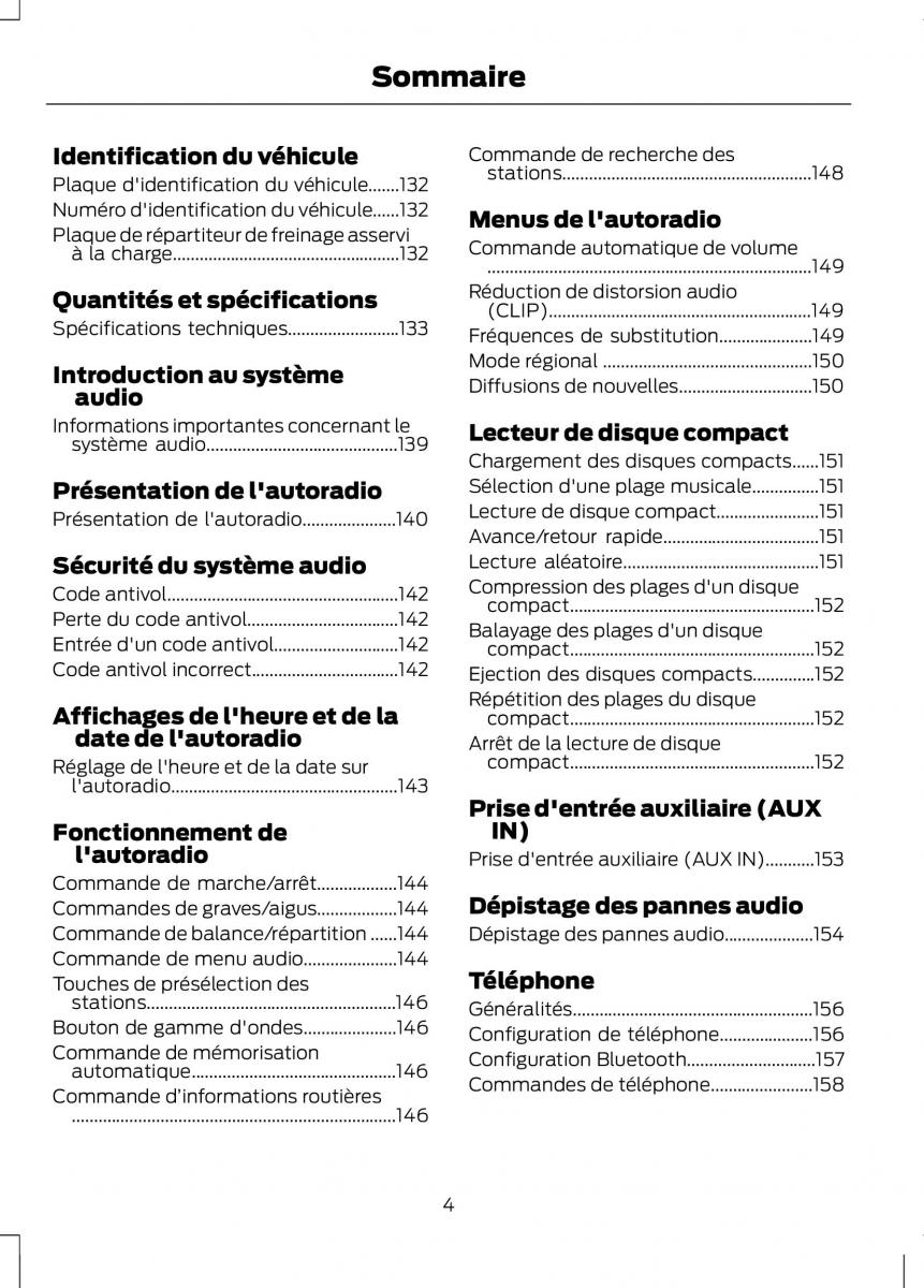 Ford Tourneo Connect manuel du proprietaire / page 6