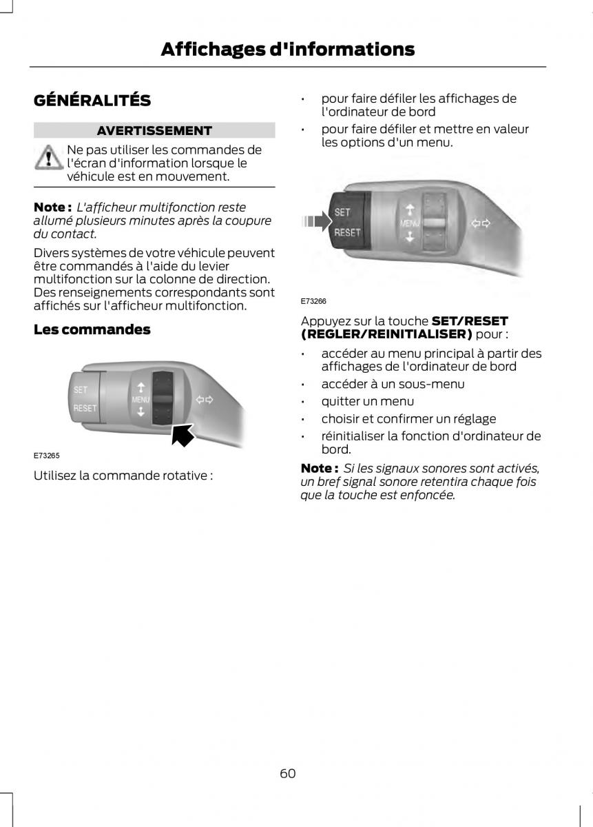 Ford Tourneo Connect manuel du proprietaire / page 62