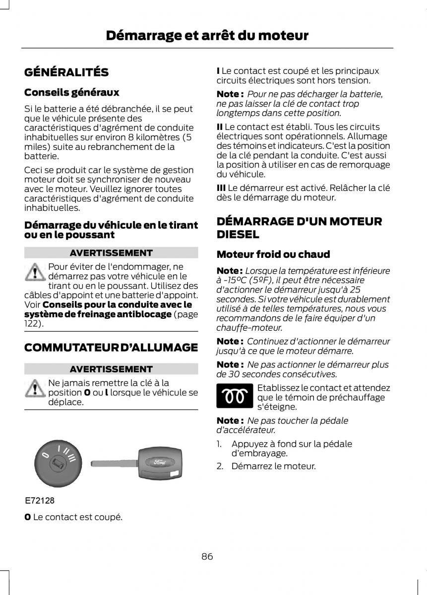 Ford Tourneo Connect manuel du proprietaire / page 88