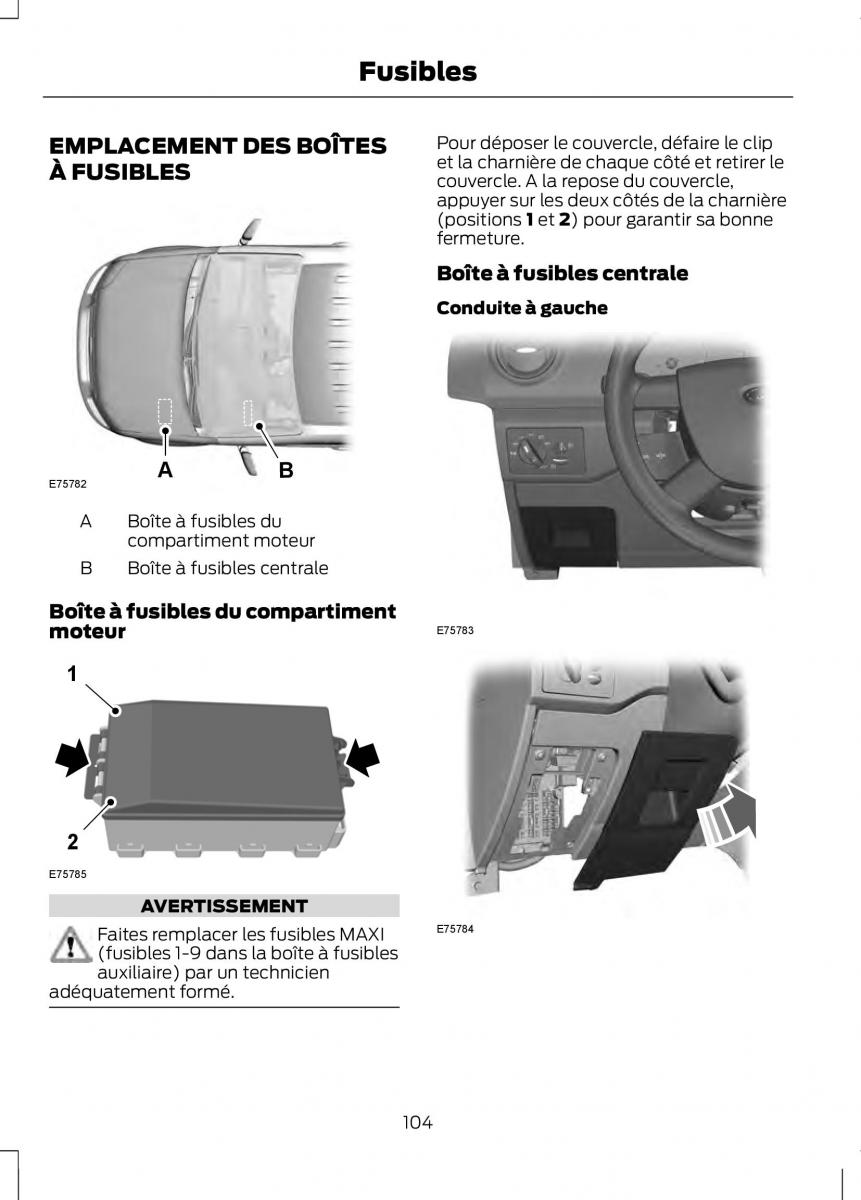 Ford Tourneo Connect manuel du proprietaire / page 106