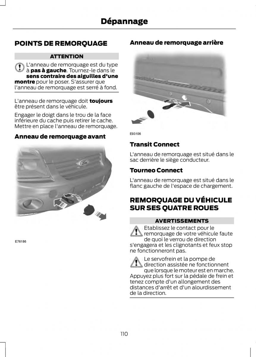 Ford Tourneo Connect manuel du proprietaire / page 112