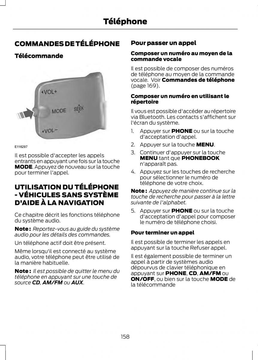 Ford Tourneo Connect manuel du proprietaire / page 160