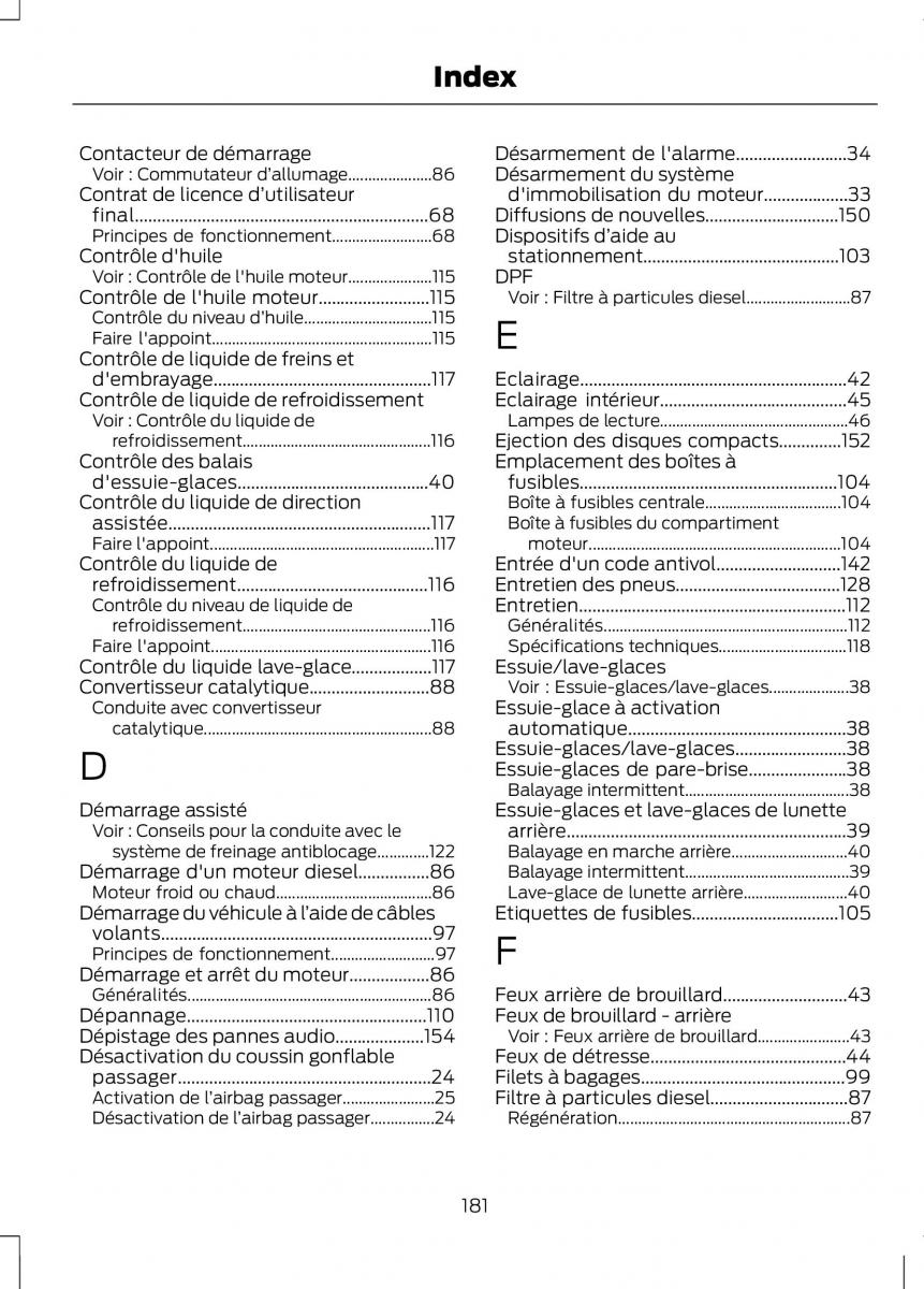 Ford Tourneo Connect manuel du proprietaire / page 183