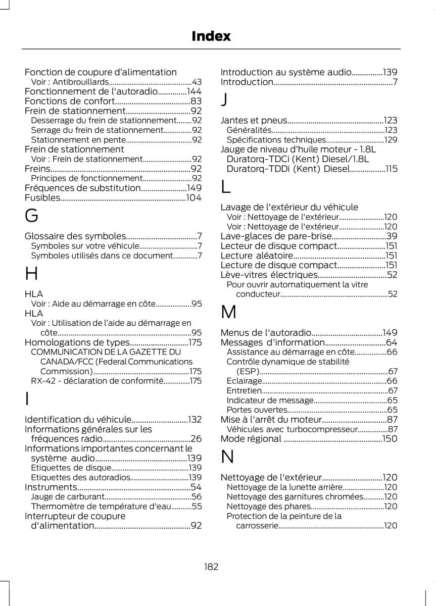 Ford Tourneo Connect manuel du proprietaire / page 184