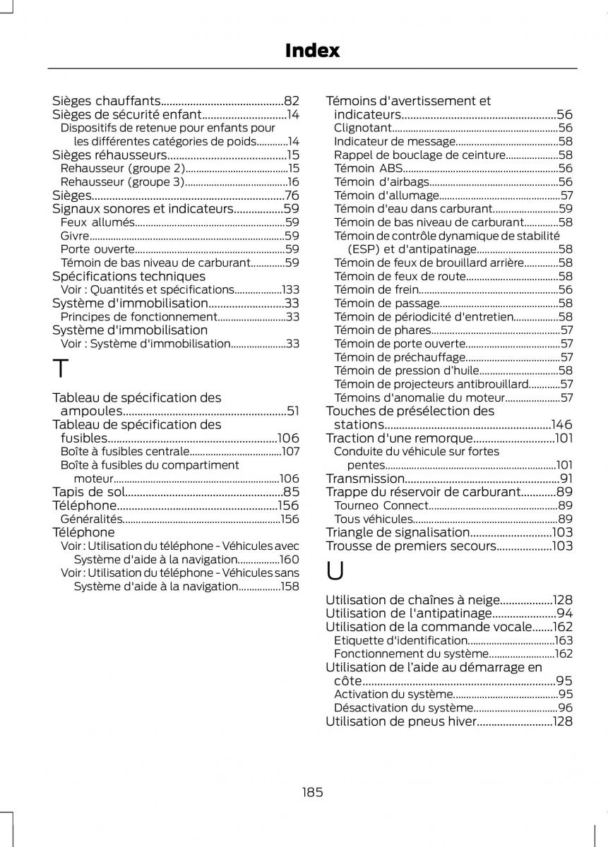 Ford Tourneo Connect manuel du proprietaire / page 187