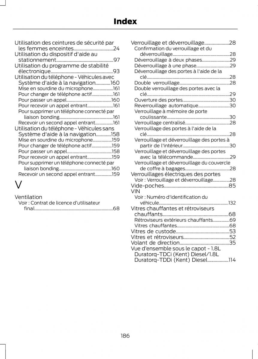 Ford Tourneo Connect manuel du proprietaire / page 188