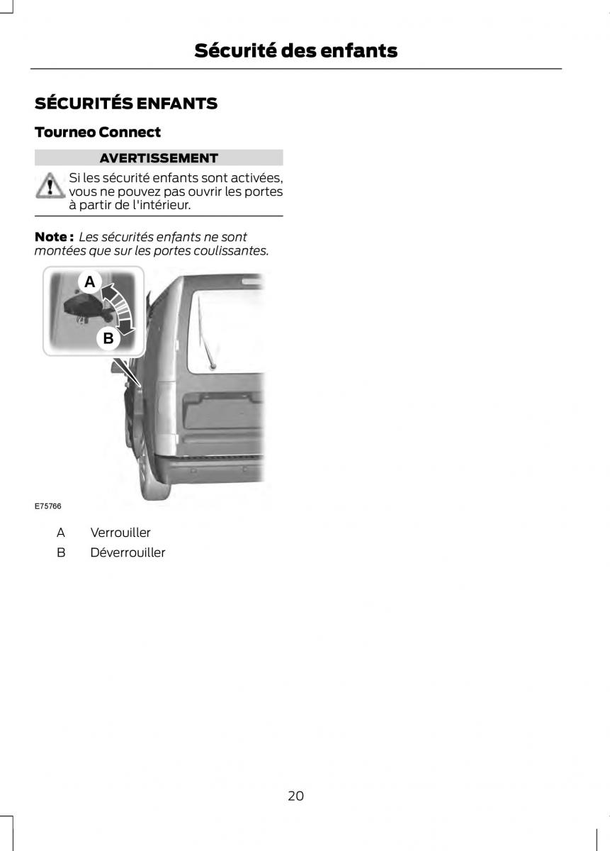 Ford Tourneo Connect manuel du proprietaire / page 22