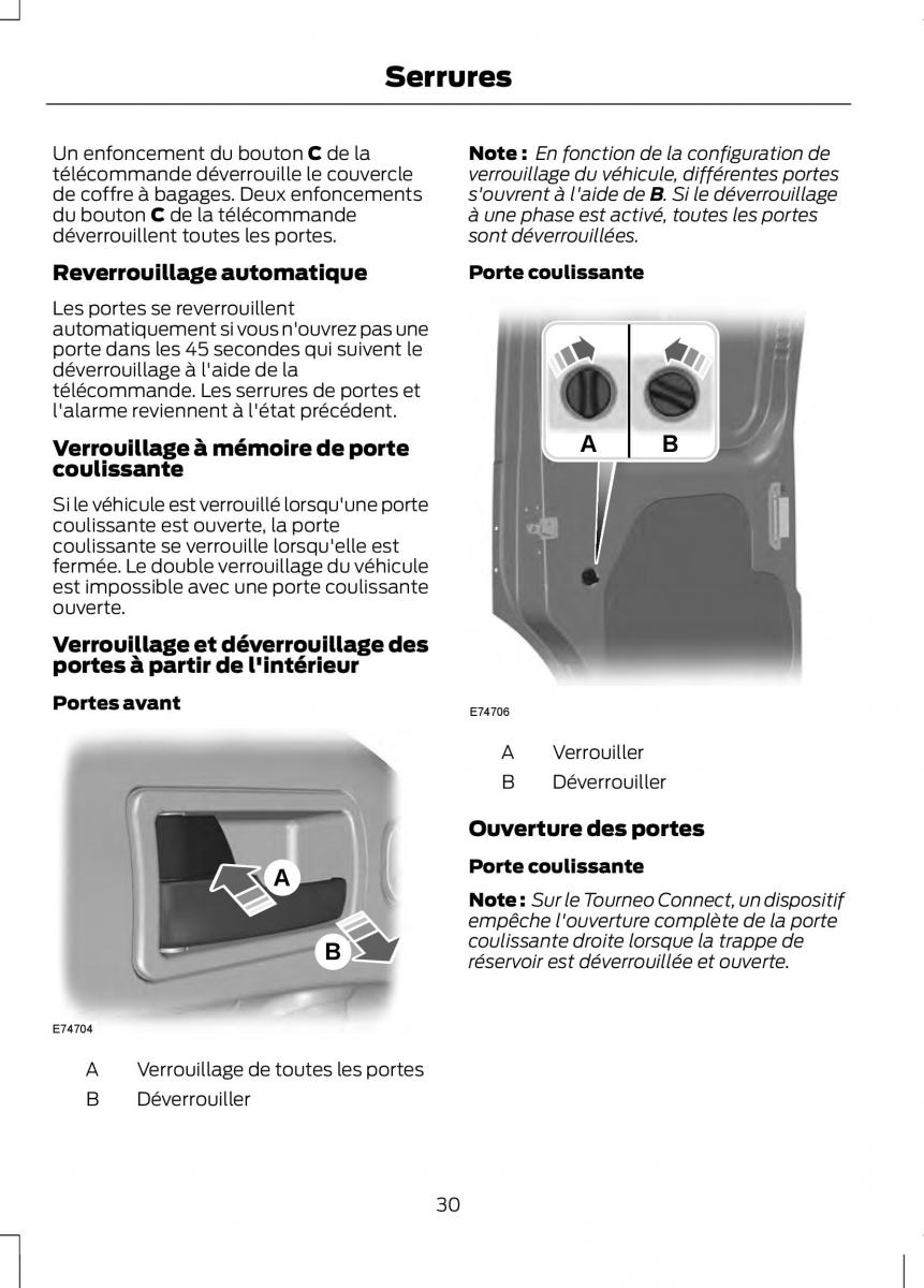 Ford Tourneo Connect manuel du proprietaire / page 32