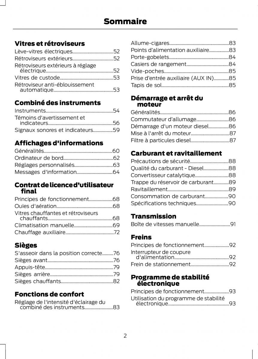 Ford Tourneo Connect manuel du proprietaire / page 4